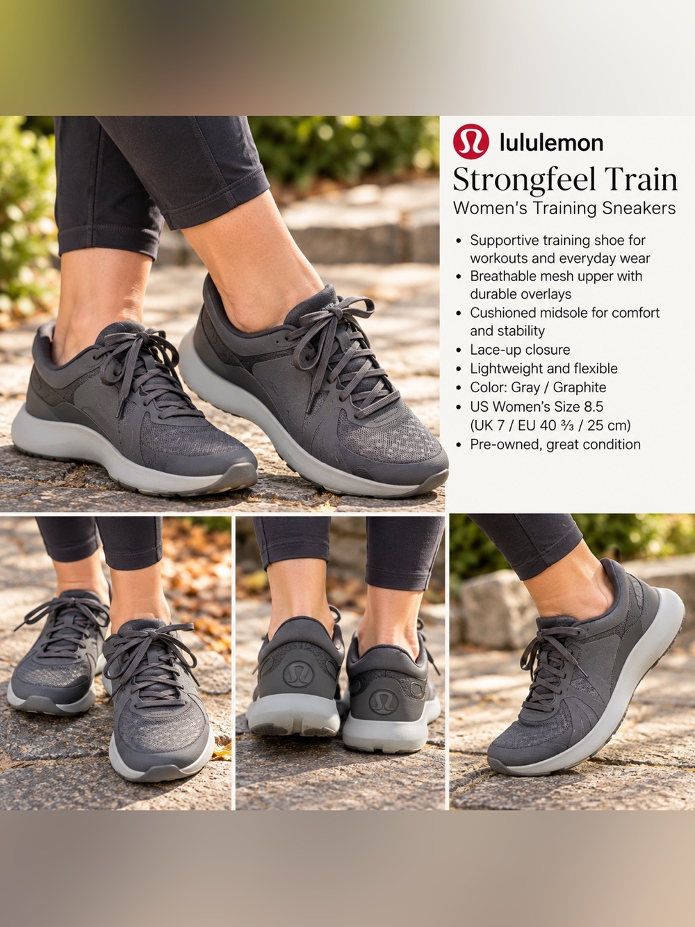 lululemon athletica Gray Athletic Strongfeel training sneakers.